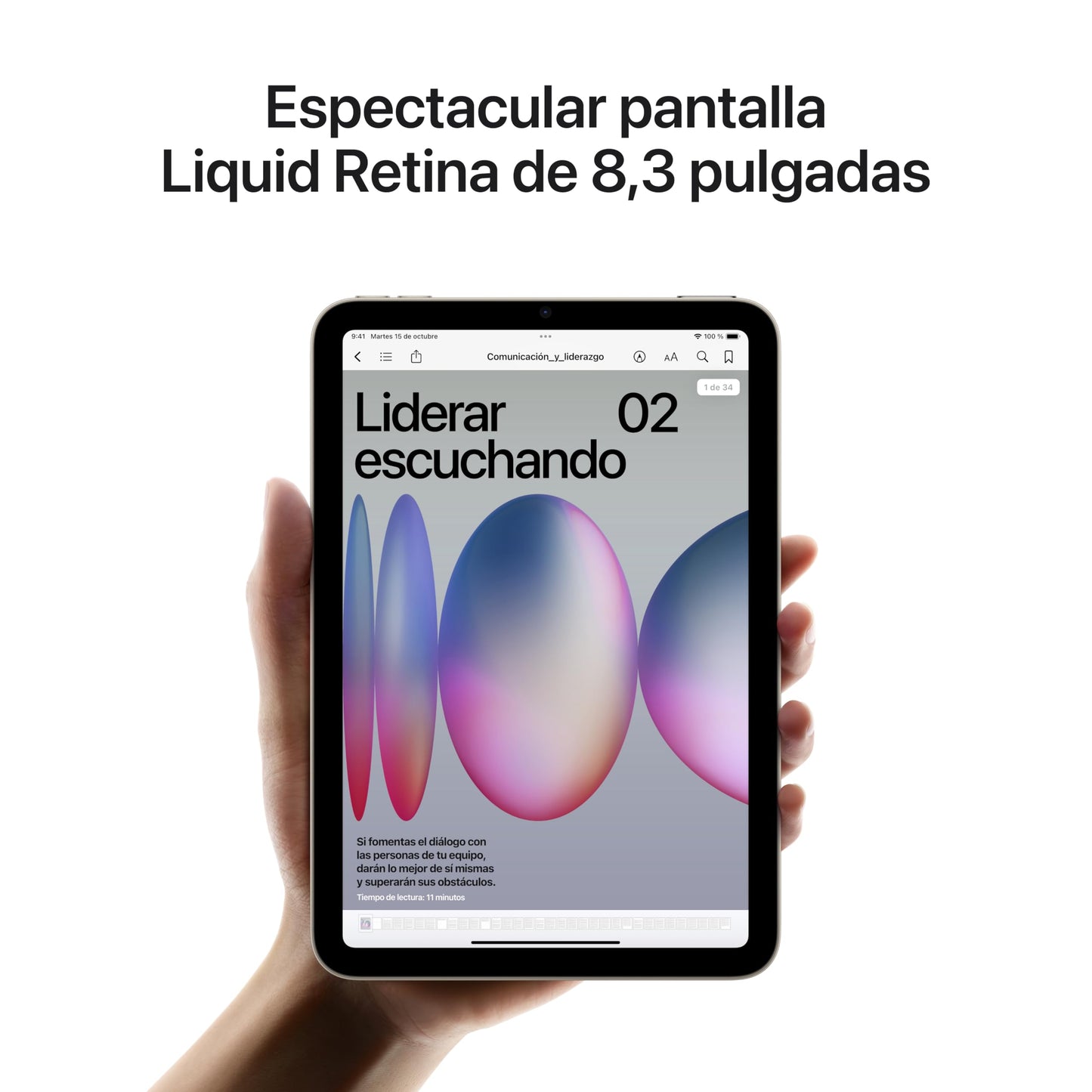 Apple iPad Mini (A17 Pro): Pantalla Liquid Retina de 8,3 Pulgadas, 256 GB, Wi Fi 6E, Redes 5G, cámaras Frontal y Trasera de 12 Mpx, Touch ID, autonomía para un día Entero – Gris Espacial