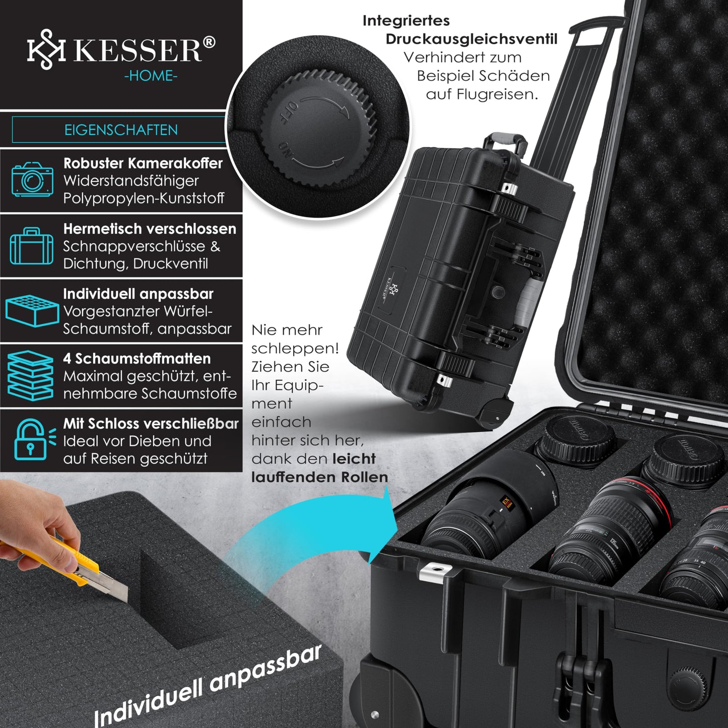 🛡️ Maleta de Transporte KESSER para Cámara - Resistente y Segura