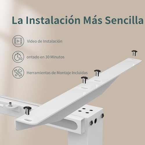 Devoko 140x80cm Escritorio Elevable Eléctrico de Carga Tipo A, Escritorio para Computadora Ajustable en Altura con Bandeja de Gestión de Cables y Memoria de 3 Funciones