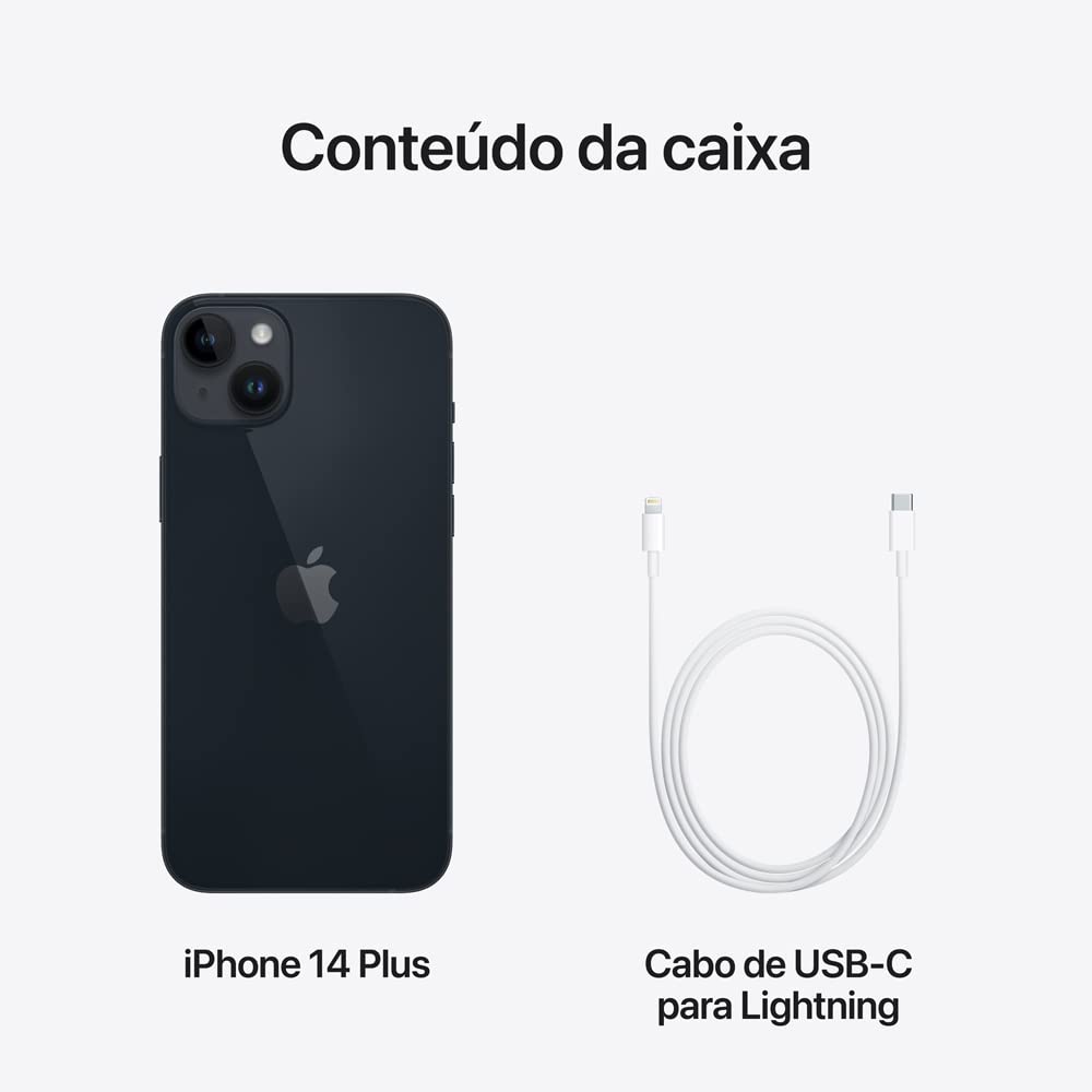 iPhone 14 Plus 128GB – Meia-Noite | Tela de 6,7” e Bateria de Longa Duração - Disponível EUROPA