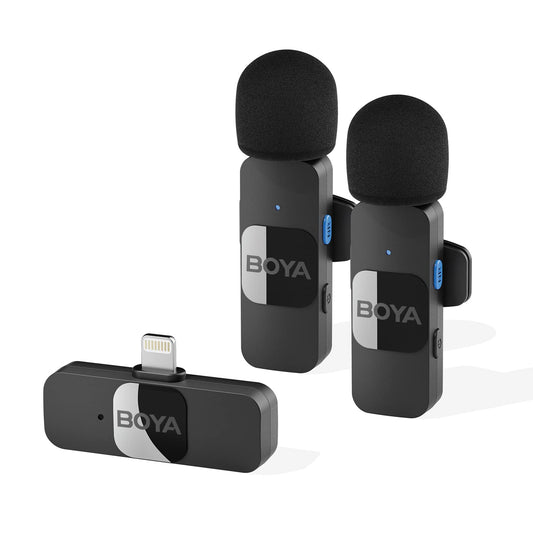 Boya Microfone de lapela sem fio para iPhone, iPad, telefone, omnidirecional, externo, mini lapela Lightning para iPhone, microfone de encaixe, para gravação de vídeo, podcast, YouTube - Disponível AMÉRICA