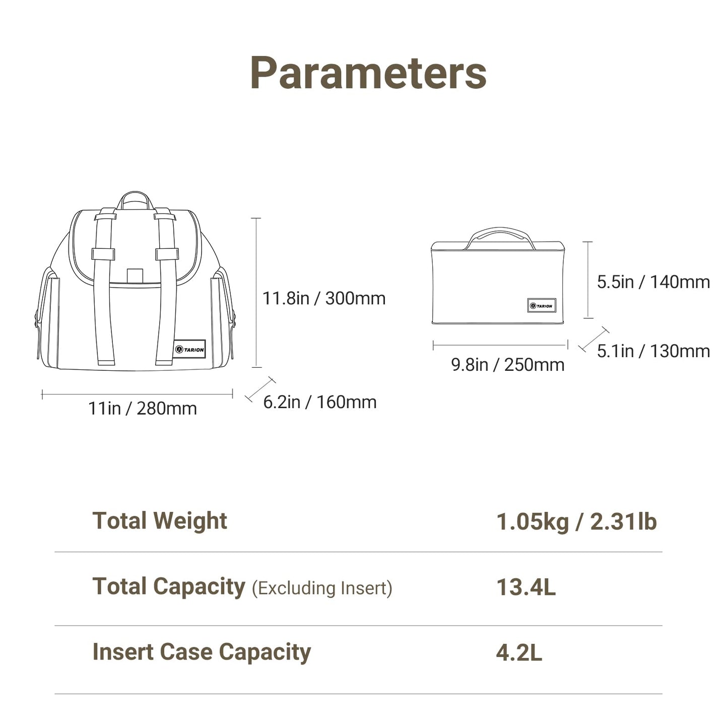 🎒 Mochila Vintage para Fotografía TARION Michael - Compacta, Estilo Retro e Impermeável com Bolsa Removível para Câmera