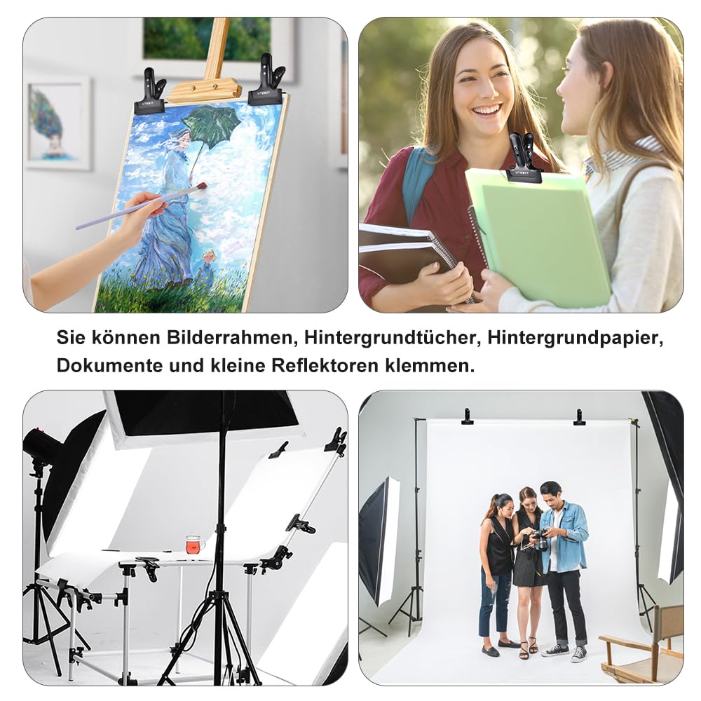 Kit com 2 Grampos de Fotografia UTEBIT – Fixação para Fundo, Papel e Acessórios