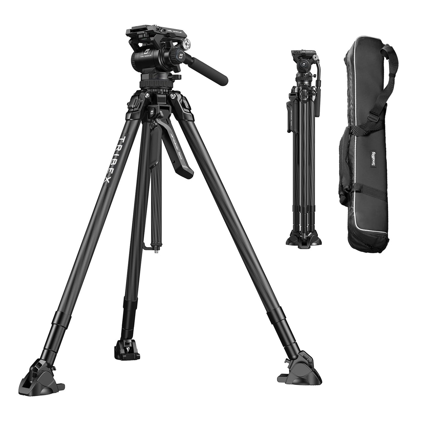 SMALLRIG x Potato Jet Tribex Kit de Trípode Hidráulico de Fibra de Carbono, Trípode para Cámara de Video de Extensión Rápida con Cabezal Fluido de Contrapeso de 4 Pasos (Serie Origin) - 4259