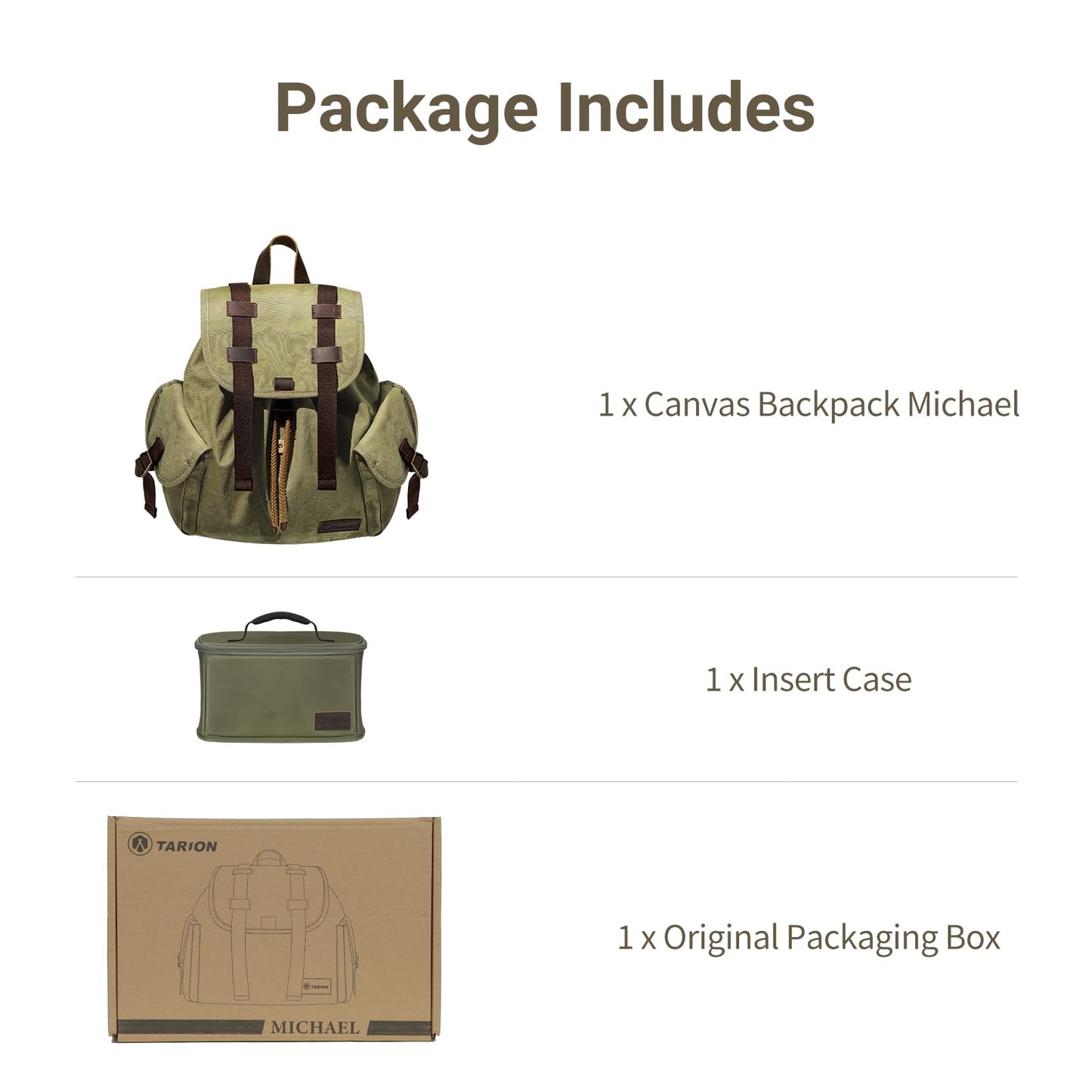 🎒 Mochila Vintage para Fotografía TARION Michael - Compacta, Estilo Retro e Impermeável com Bolsa Removível para Câmera