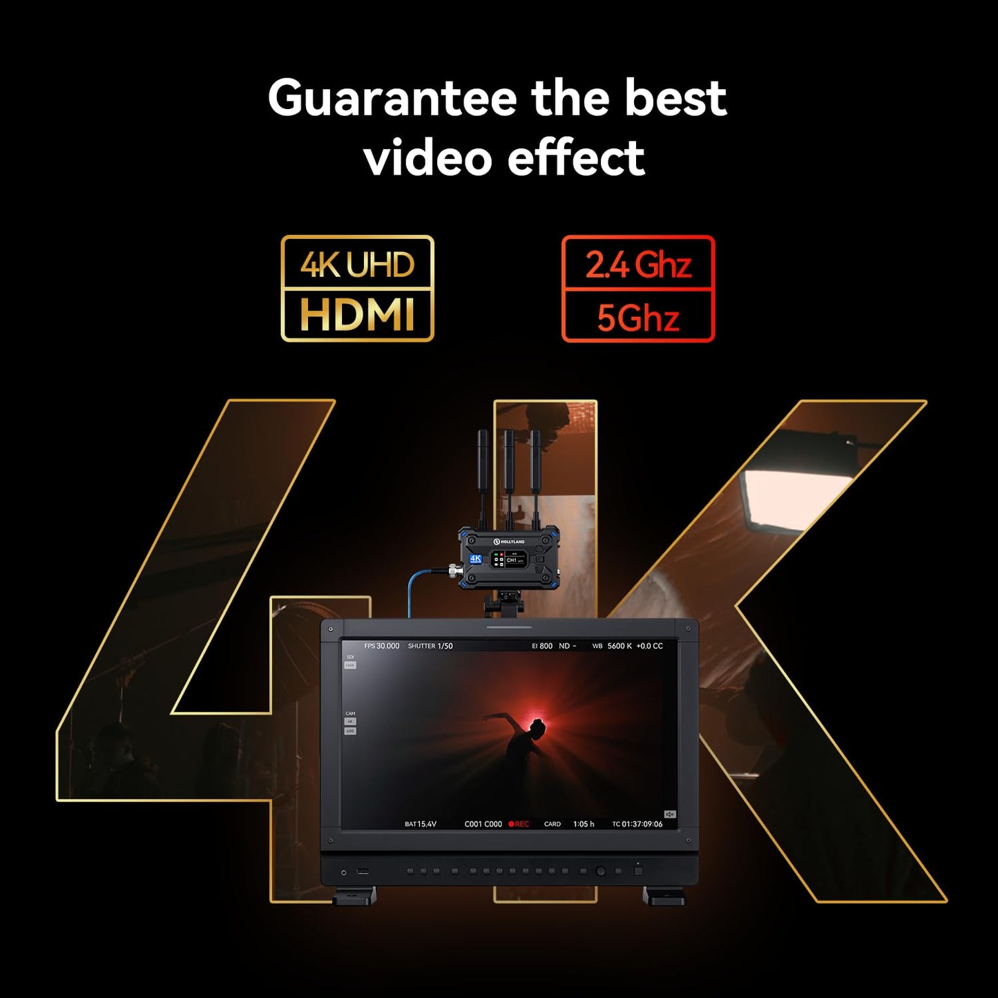 Hollyland Pyro S [4K30] Inalámbrico HDMI SDI Sistema de Transmisión de Vídeo, 1080p60, 400m, 50ms Latencia, Hasta 4 RX, Salto Automático de Doble Banda (ADH), Escaneo Smart de Canales, UVC Live Stream