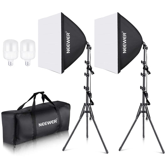 💡 Kit de Iluminação Neewer – Softbox 60x60cm, Lâmpadas 85W e Suporte de Luz Profissional