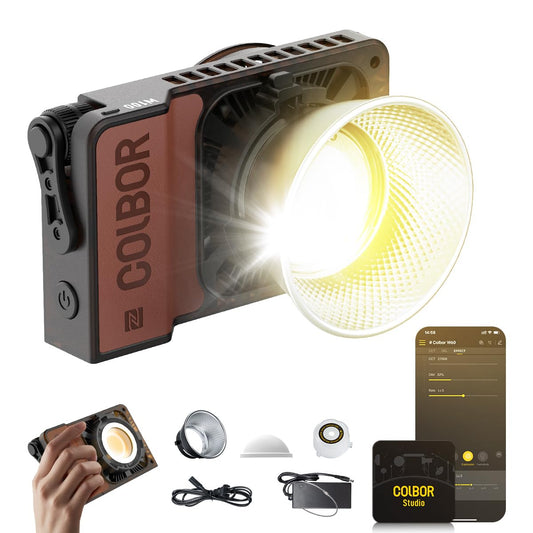 Luz LED Bi-Color COLBOR W100 Compacta e Portátil - 28,700 lux, Controle Remoto e Sistema de Refrigeração Silencioso