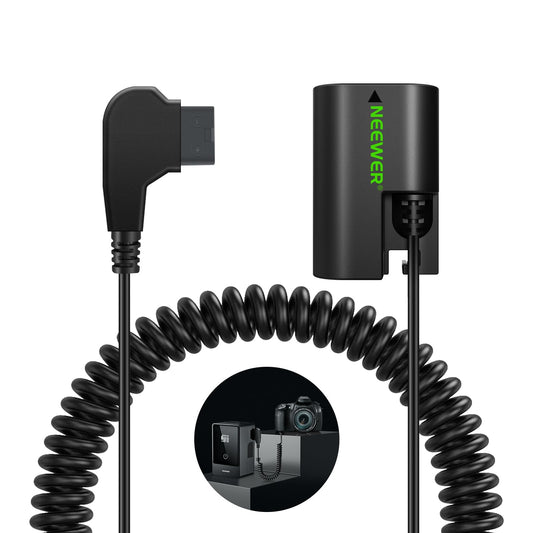 Bateria Falsa LP-E6NH Canon para Câmeras + Conector para Bateria de Montagem V - Compatível com EOS R5, R6, R7 e Mais