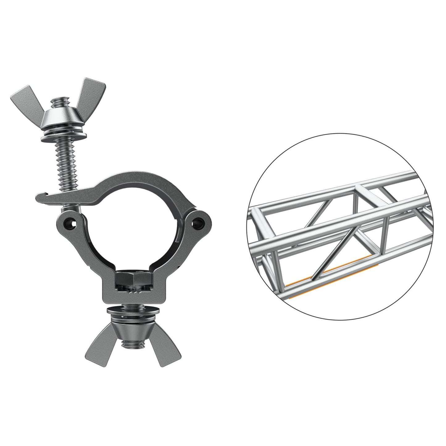 Garra para Truss con Diámetro 48-52mm - Gancho para Truss con una Carga Máxima de 100kg - Abrazadera para Luces de Escenario - Clamp para Fijación de Cabeza Móvil