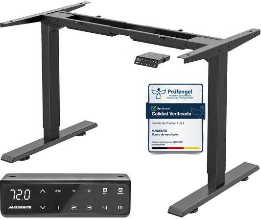 MAIDeSITe Mesa de pie eléctrica Ajustable en Altura 2 Patas Elevadoras con Motor Dual Negro