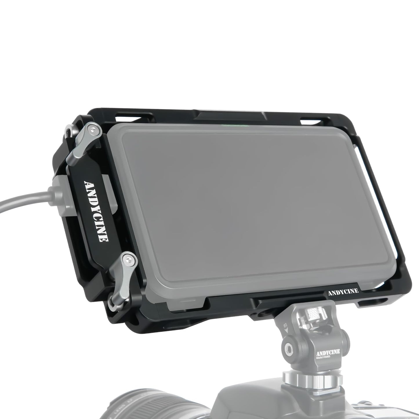 ANDYCINE Jaula de Monitor Ninja V Plus con Parasol para Atomos Ninja, Ninja Ultra, Ninja V/Ninja V+, Atomos Shinobi, rieles NATO Integrados y Abrazadera de Cable HDMI