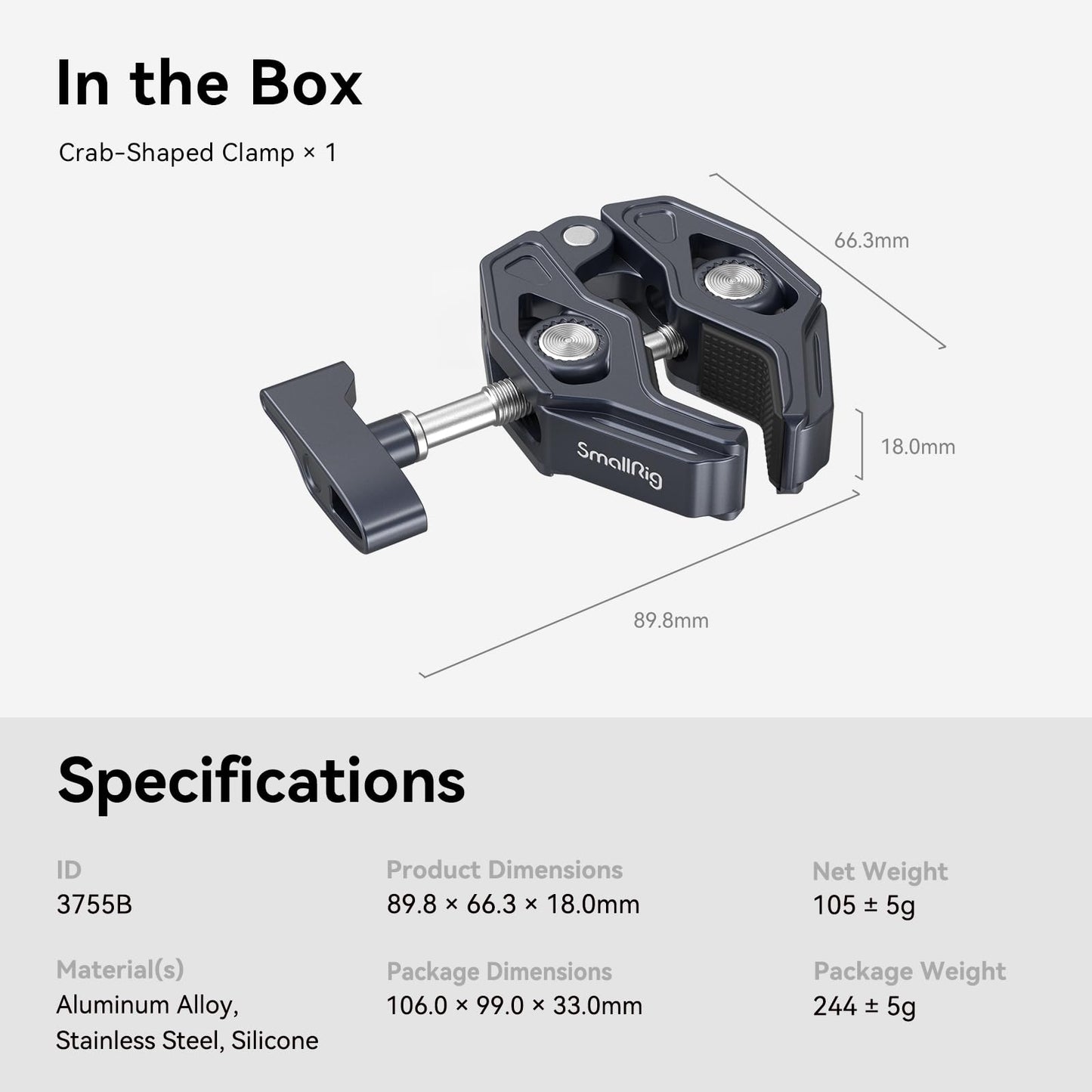 Clamp Multifuncional SMALLRIG 3755-CF para Equipamentos Fotográficos