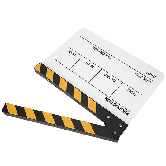 TENP Claqueta Acrílica, Amplia Aplicabilidad 30x25CM Claqueta Práctica Simple para Producción de Video(Pizarra con Franjas Amarillas (PAV1YWE3))