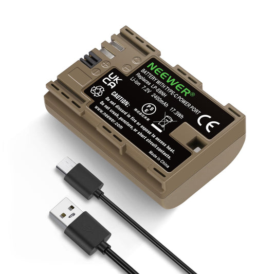 Bateria de Reposição NEEWER LP-E6NH 2250mAh com Carregamento USB-C para Câmeras Canon