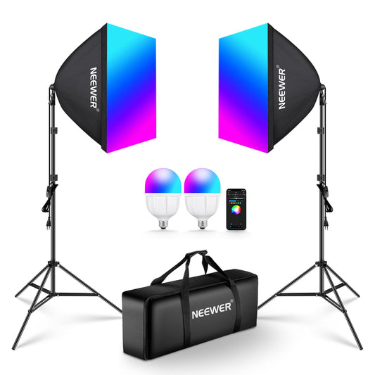 🌈💡 Kit de Iluminação RGB NEEWER 24W – Softbox 60x60cm & Controle via App