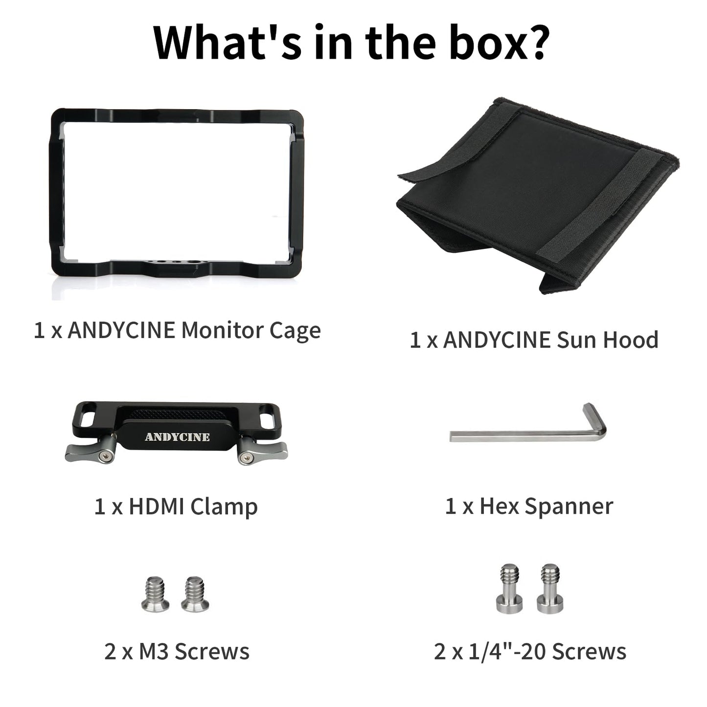 ANDYCINE Jaula de Monitor Ninja V Plus con Parasol para Atomos Ninja, Ninja Ultra, Ninja V/Ninja V+, Atomos Shinobi, rieles NATO Integrados y Abrazadera de Cable HDMI