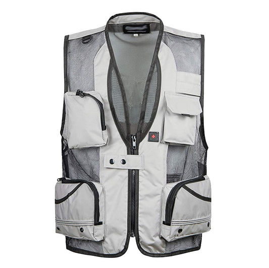 Chaleco de Malla para Hombre Secado Rápido Multifuncional Vest para Pesca Fotografía Grigio 5XL