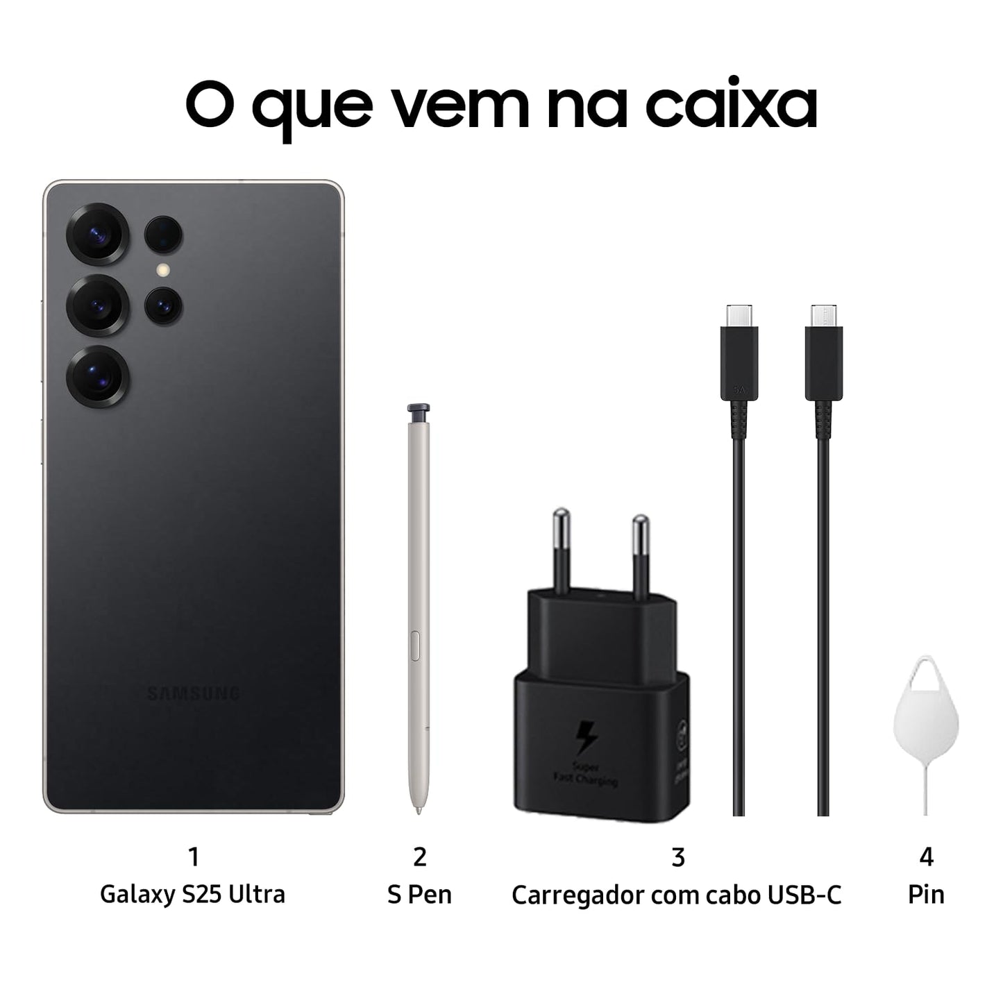 Celular Samsung Galaxy S25 Ultra 5G, 512GB, 12GB RAM, Câmera Quádrupla de 200+50+10+50, Tela Grande de 6.9", Titânio Preto – Você ganha o dobro de memória (512GB) pelo mesmo preço de 256GB - Disponível AMÉRICA