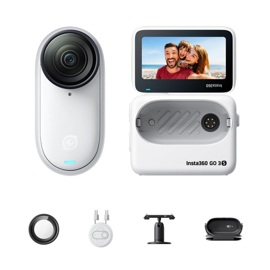 Insta360 GO 3S - Cámara 4K Compacta con Estabilización FlowState, Action Pod y Control por Voz (Blanco Ártico)