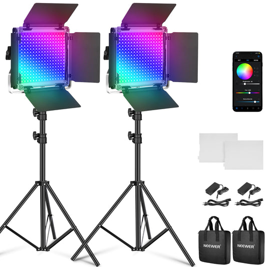 🎬 Kit de Iluminação RGB Neewer 660 PRO – 50W, CRI 97+, Controle via App