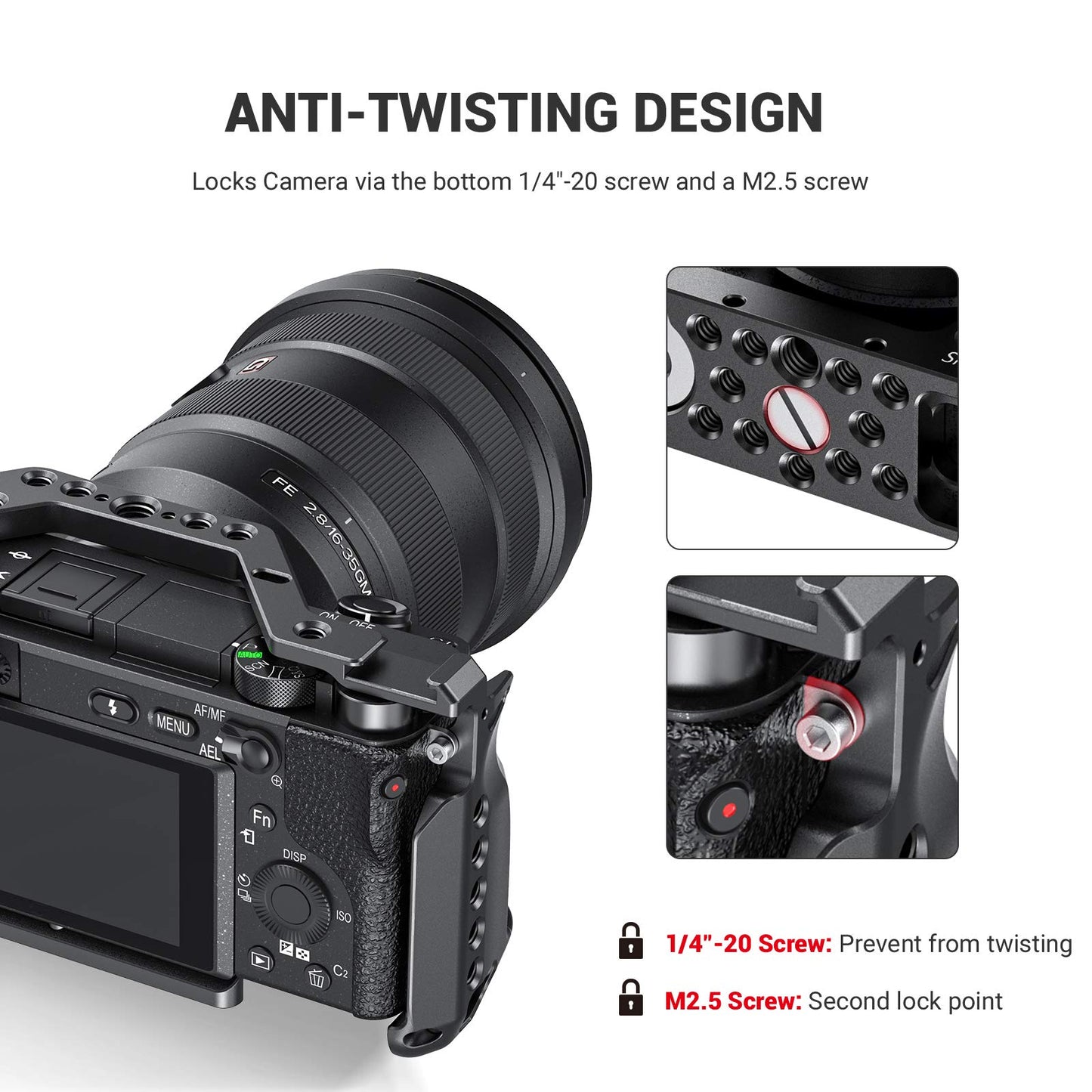 SMALLRIG Cage 2493-CF – Cage para Sony A6600 – Preto