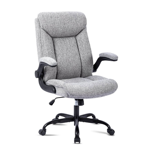 MZLEE Silla Oficina Tela, Silla de Oficina ergonómica para computadora Silla de Trabajo Giratoria con Reposabrazos Abatible, Altura Ajustable, cómoda para Juegos en la Oficina en el Hogar (Gris)