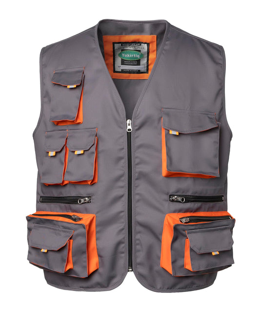 Yukirtiq Chaleco de Trabajo Multibolsillos para Hombre Chalecos para Safari Caza Fotografia Chaqueta Sin Mangas Ropa de Trabajo Chaleco Exteriores, Gris, 3XL