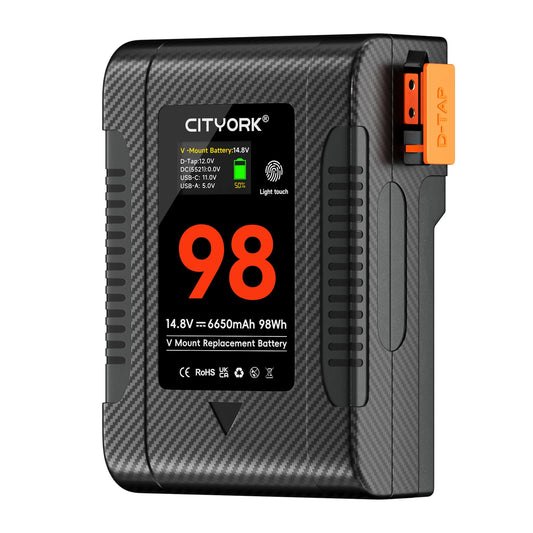 Bateria Mini V-Mount CITYORK 6650mAh 98Wh com Saídas D-TAP/USB-A/C