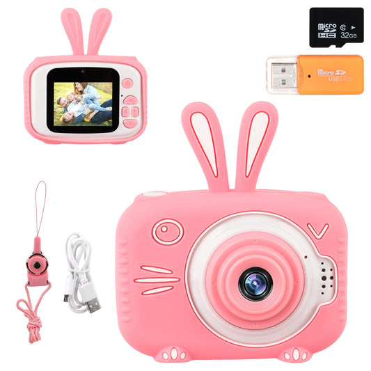 JOPHEK Camara de Fotos Infantil, 20MP 2 Pulgadas 1080P HD Selfie Kids Camera - con Tarjeta TF 32 GB & Lector de Tarjetas, Juguetes de Cámara para Niños & Niñas (Pink)
