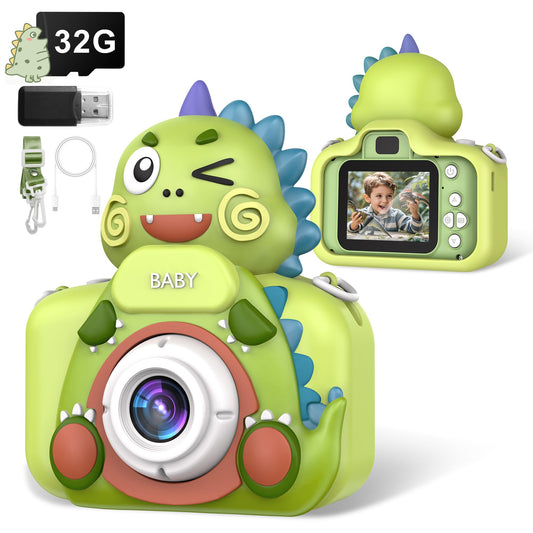 Bistfy Camara Fotos Infantil 48MP y 1080P HD Digital Selfie Video Cámara para 3-12 Años Niños y Niñas, 2.4" Pantalla IPS con 32GB SD Card Cámara Digital para Niños (Dinosaurios)