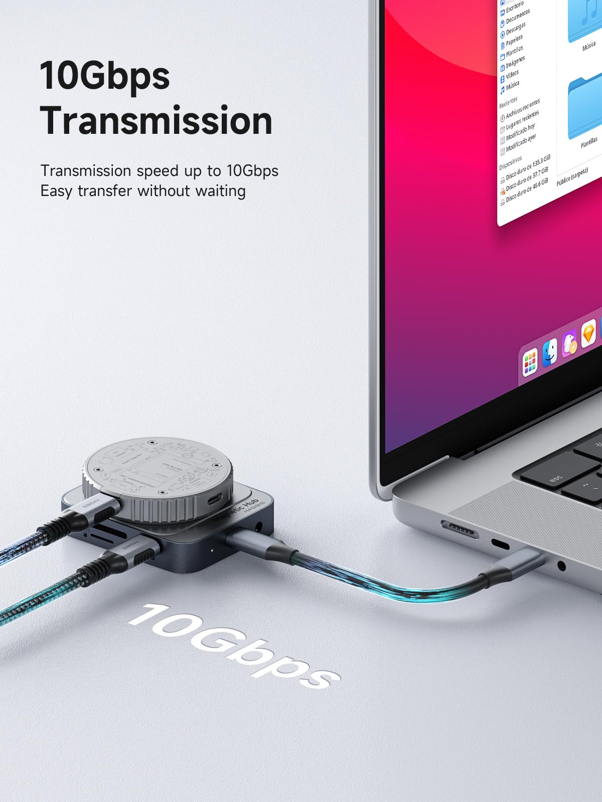 ✅ Hagibis TC100S – Hub USB-C Magnético 6 em 1 com MagSafe, SD 4.0 UHS-II e PD 100W