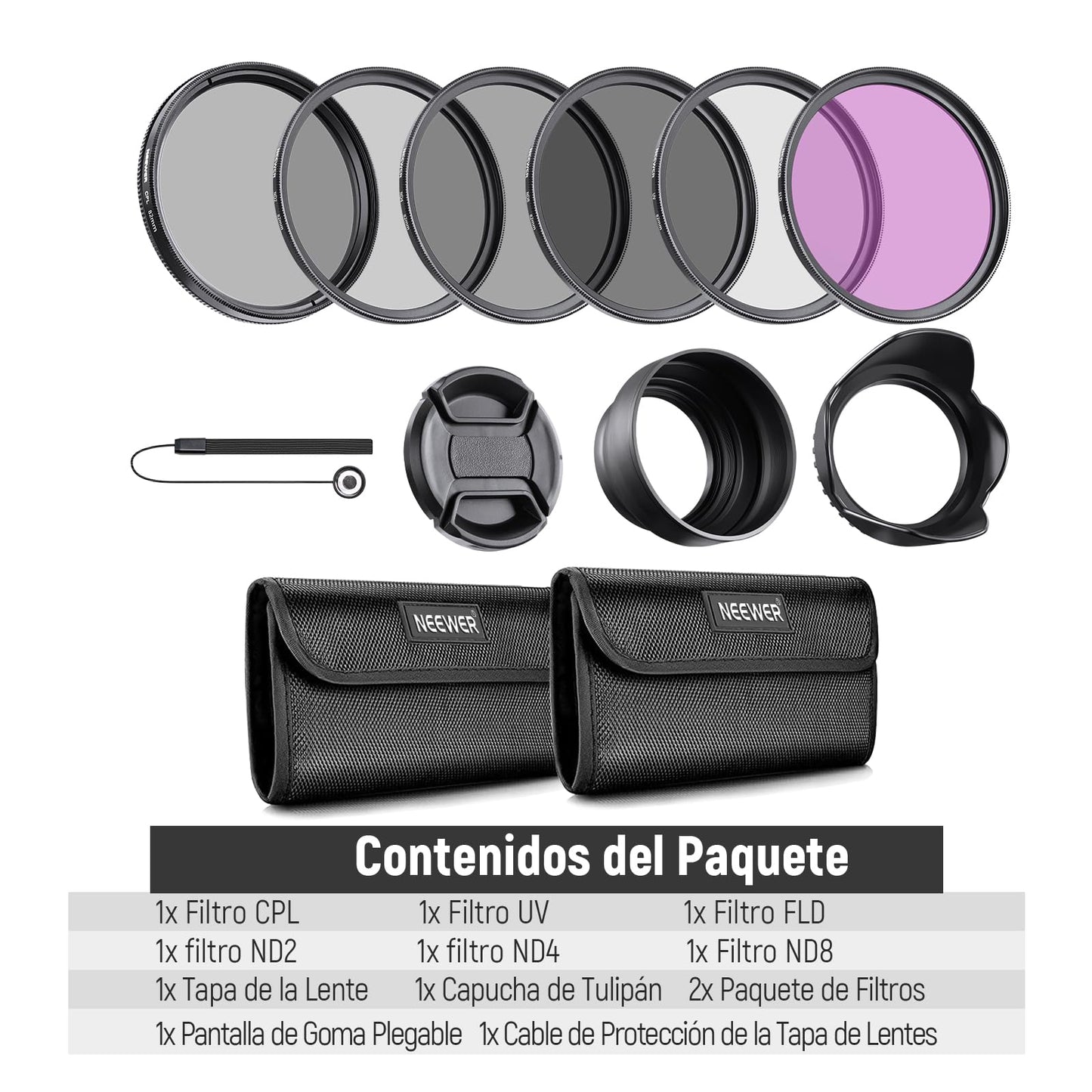 Kit de Filtros NEEWER 52mm para Lentes de Cámara