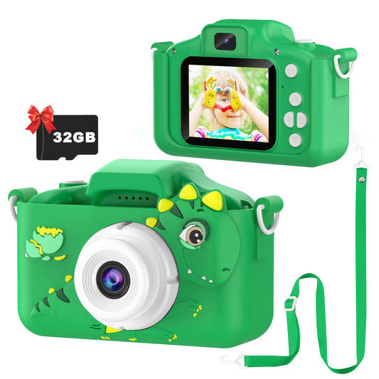 Juguete con cámara de Dinosaurio HD, grabación de vídeo de Alta definición, Recargable y portátil, Tarjeta SD de 32 GB incluida, Regalo de cumpleaños y Regreso a Clases para niños de 3 a 12 años