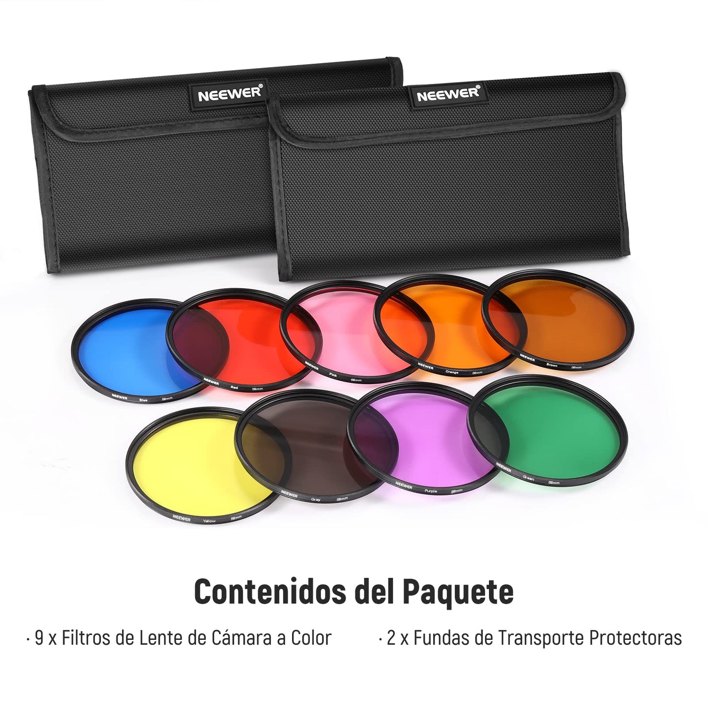 Kit de Filtros de Color NEEWER 58mm para Câmeras