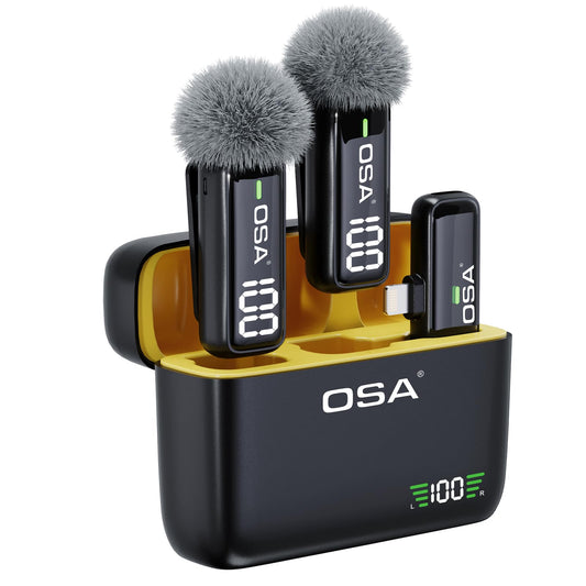 OSA - Kit de Microfone Sem Fio para iPhone | 40h de Bateria, Redução de Ruído, Plug & Play - Disponível EUROPA