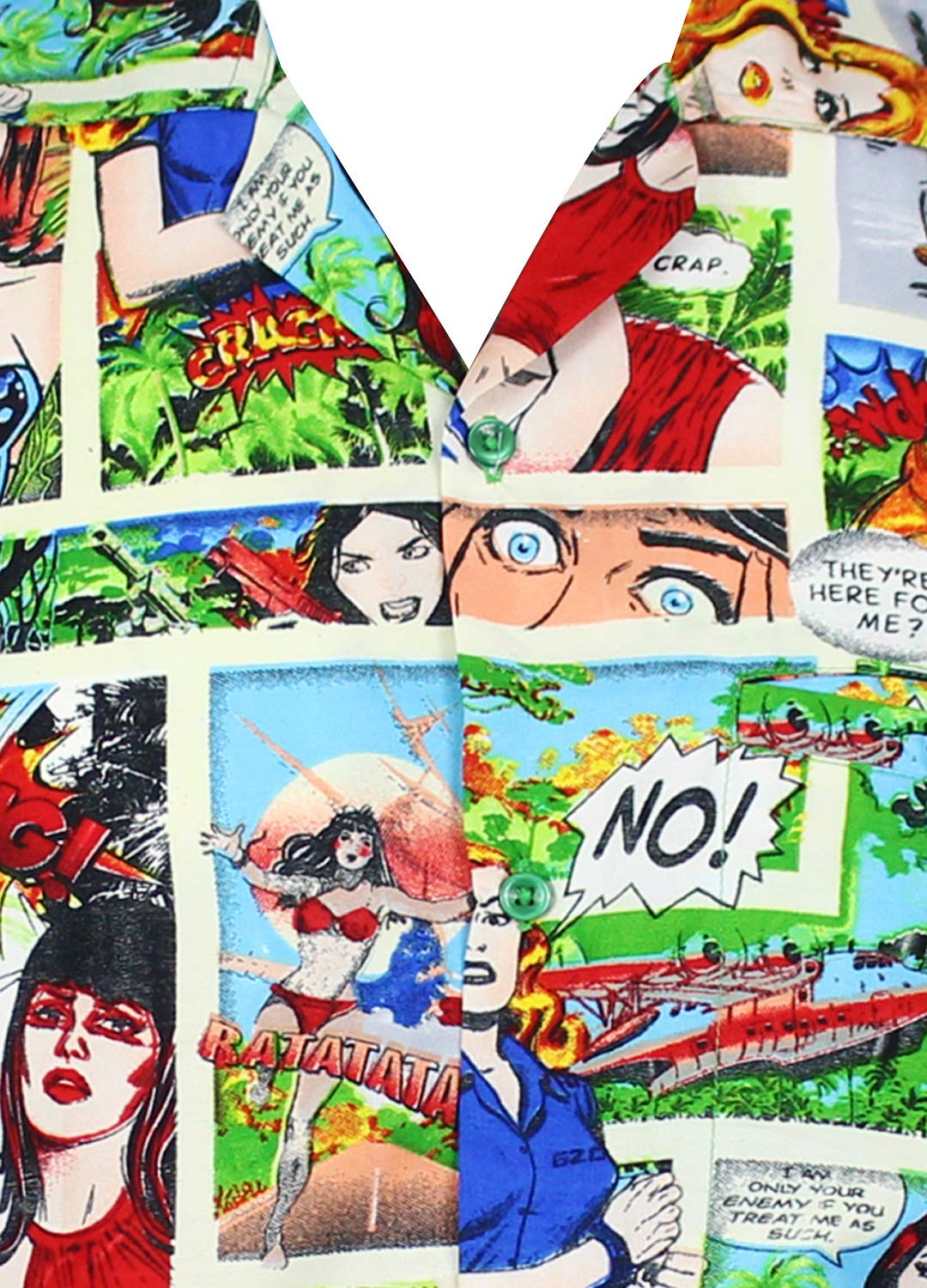 Funky Camisa Hawaiana, Comic, Multicolor, M