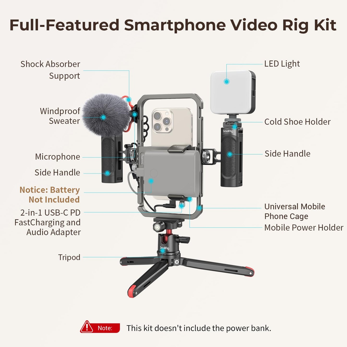 SmallRig Kit universal de vídeo para telefone para iPhone, smartphone e câmeras - Disponível AMÉRICA