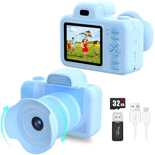 Cámara infantil, recargable cámara digital para niño, videocámara reproductor de música, regalos de juguete para niños de 3 a 10 años, 12 MP Video HD pantalla de 2 pulgadas (tarjeta 32 GB incluida) –