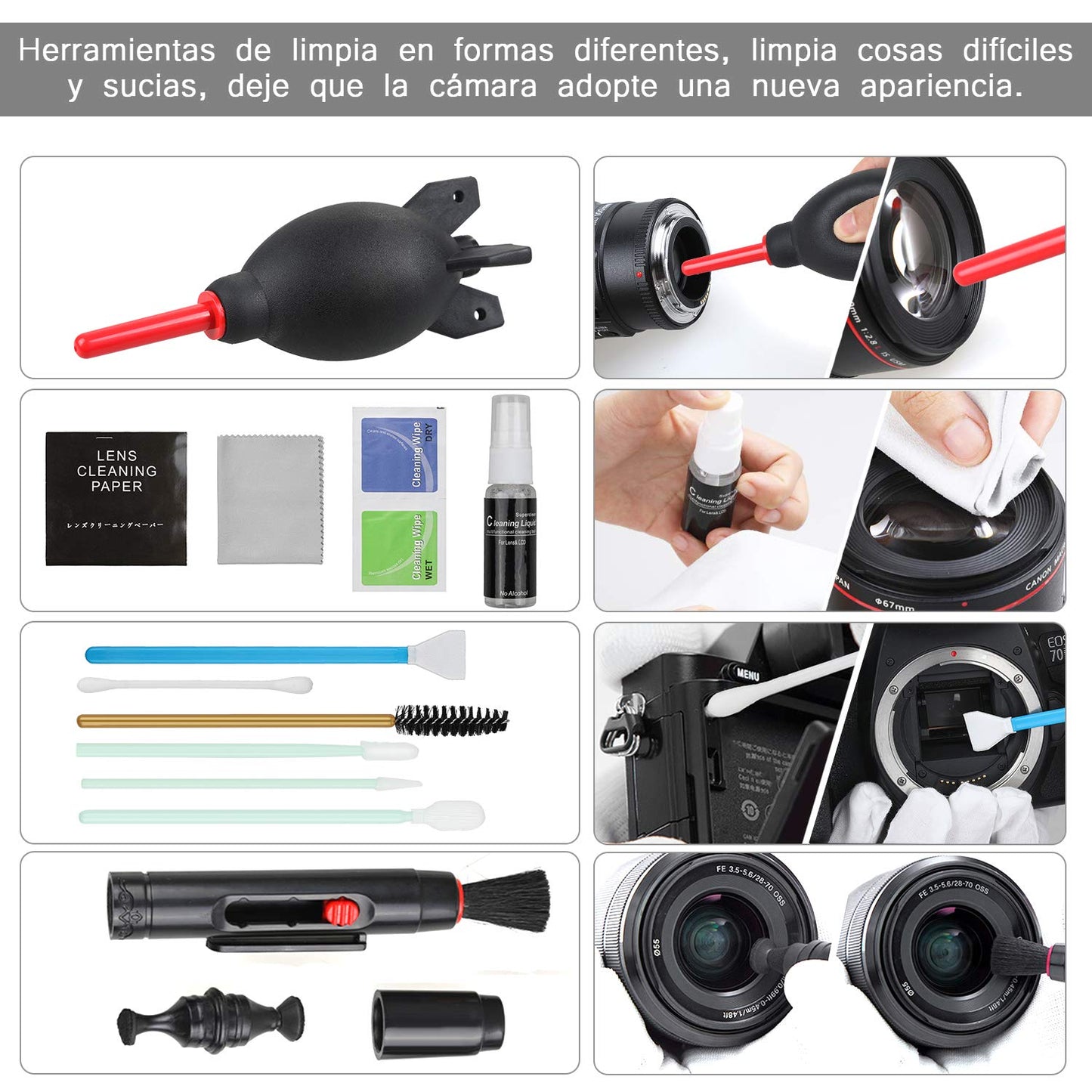 Kit de Limpeza 71 em 1 Zacro – Completo para Câmeras, Lentes e Equipamentos Eletrônicos