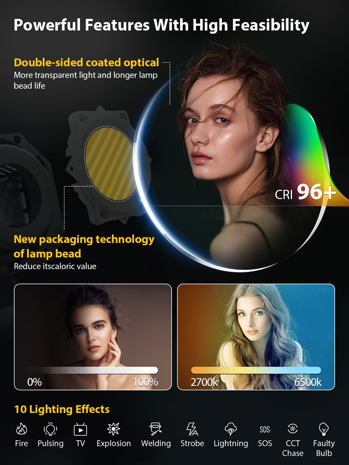 Luz de Vídeo COLBOR CL220 LED 220W com Controle Remoto - Temperatura de Cor 2700K-6500K, Efeitos Especiais e Montura Bowens