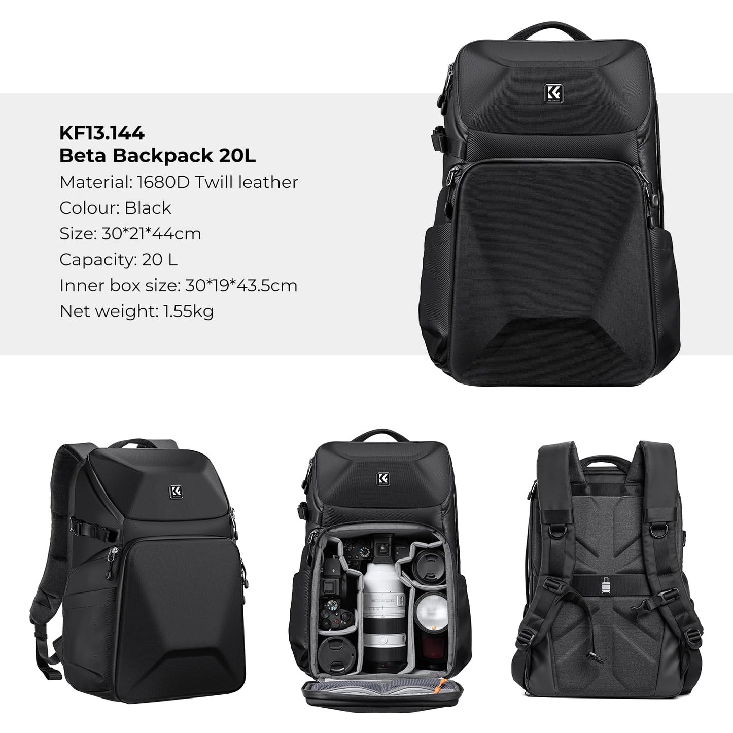🎒 K&F Concept Mochila para Câmera Profissional - Impermeável, Antirroubo, Resistente ao Desgaste - Para DSLR e Acessórios