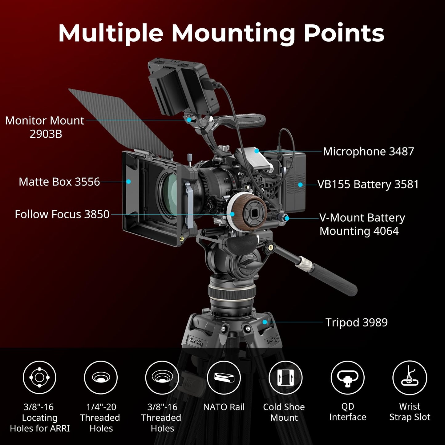 SMALLRIG Black Mamba Kit de Jaula para Cámara para Canon para EOS R5 Mark II con Asa Superior y Abrazadera de Cable Dedicada, Soporte para Cámara de Aleación de Aluminio - 4976