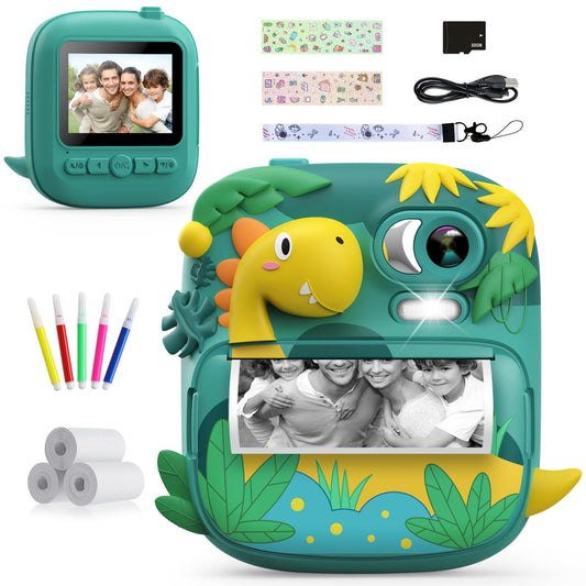 Camara Fotos Infantil Instantanea, CAMCLID 2,4 Pulgada Cámara Instantánea para Niños con Tarjeta de 32GB, Regalo para Niños de 3 a 12 Años(Verde)