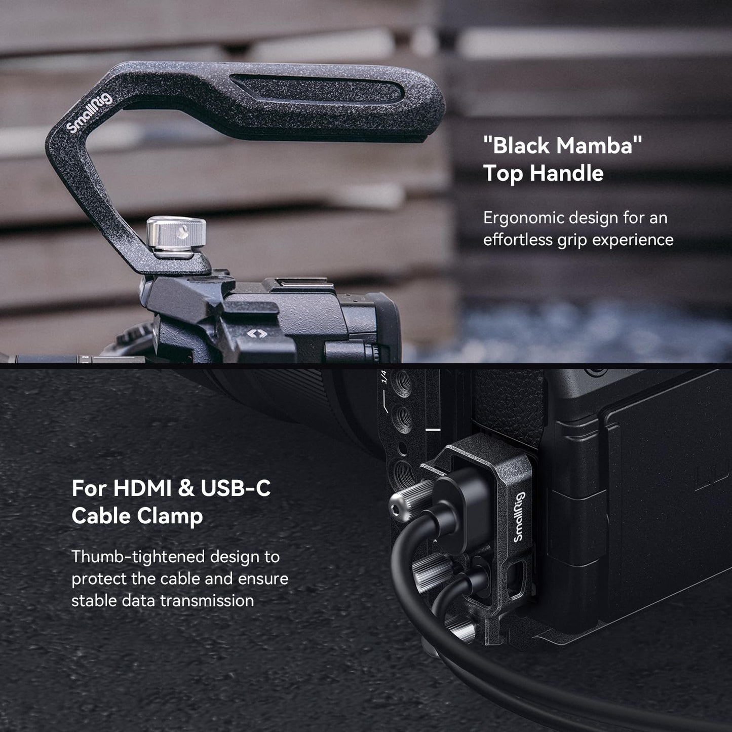 SMALLRIG Black Mamba Kit de Jaula para Cámara para Canon para EOS R5 Mark II con Asa Superior y Abrazadera de Cable Dedicada, Soporte para Cámara de Aleación de Aluminio - 4976