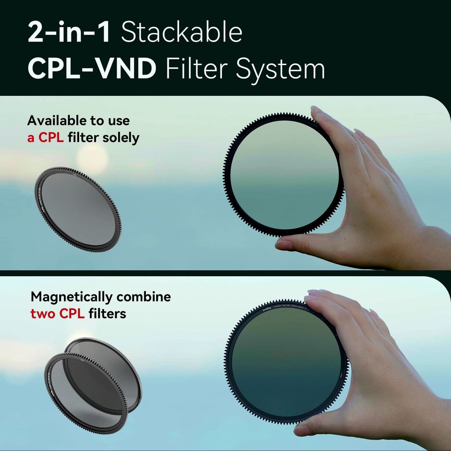 Filtro ND Variable 1-8 Stops y CPL 2 en 1 SmallRig – Filtro Magnético con Cristal Óptico B270