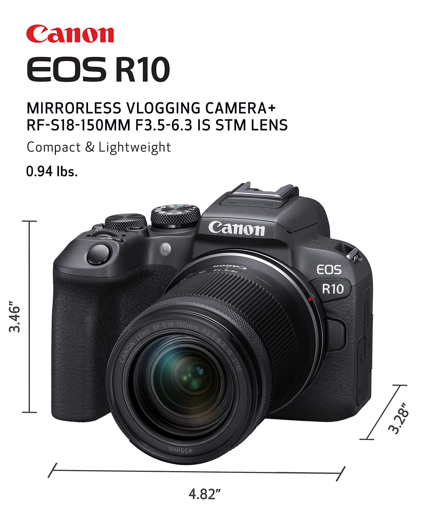 Canon EOS R10 - Câmera Mirrorless 24,2MP com Vídeo 4K, Autofoco Rápido e Lente RF-S 18-150mm - Disponível AMÉRICA