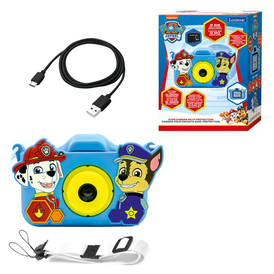 Lexibook, La Patrulla Canina, Cámara 4 en 1 para Niños con Protección, Funciones de Foto, Video, MP3 y Juegos, 15 Marcos para Personalizar Tus Fotos, Tarjeta de Memoria de 8 GB Incluida, DJ078PA