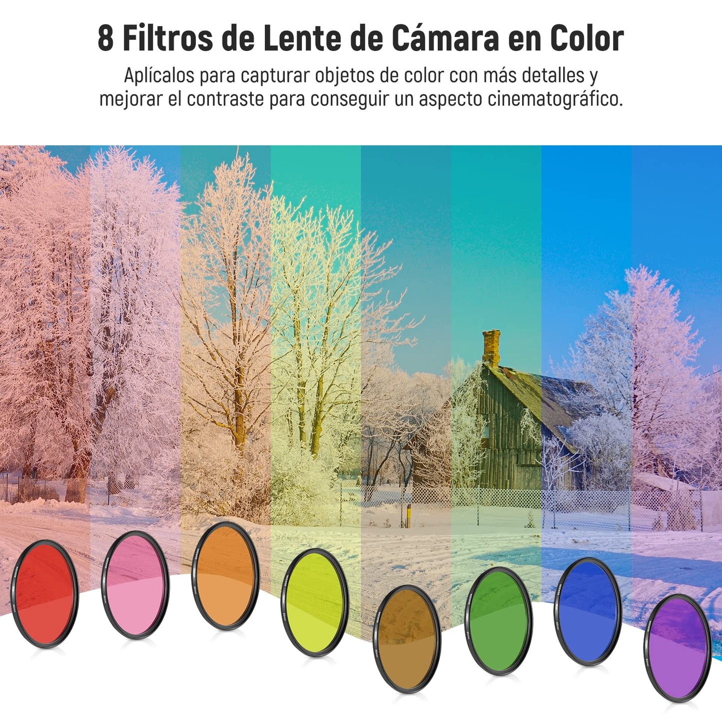 Kit de Filtros de Color NEEWER 58mm para Câmeras